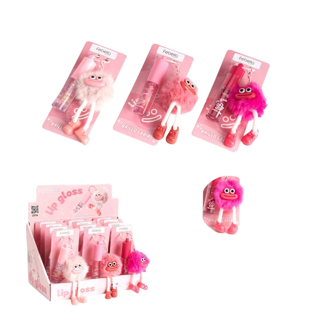 BM40146 LIP GLOSS COM CHAVEIRO FOFO CX/12 FEBELLA