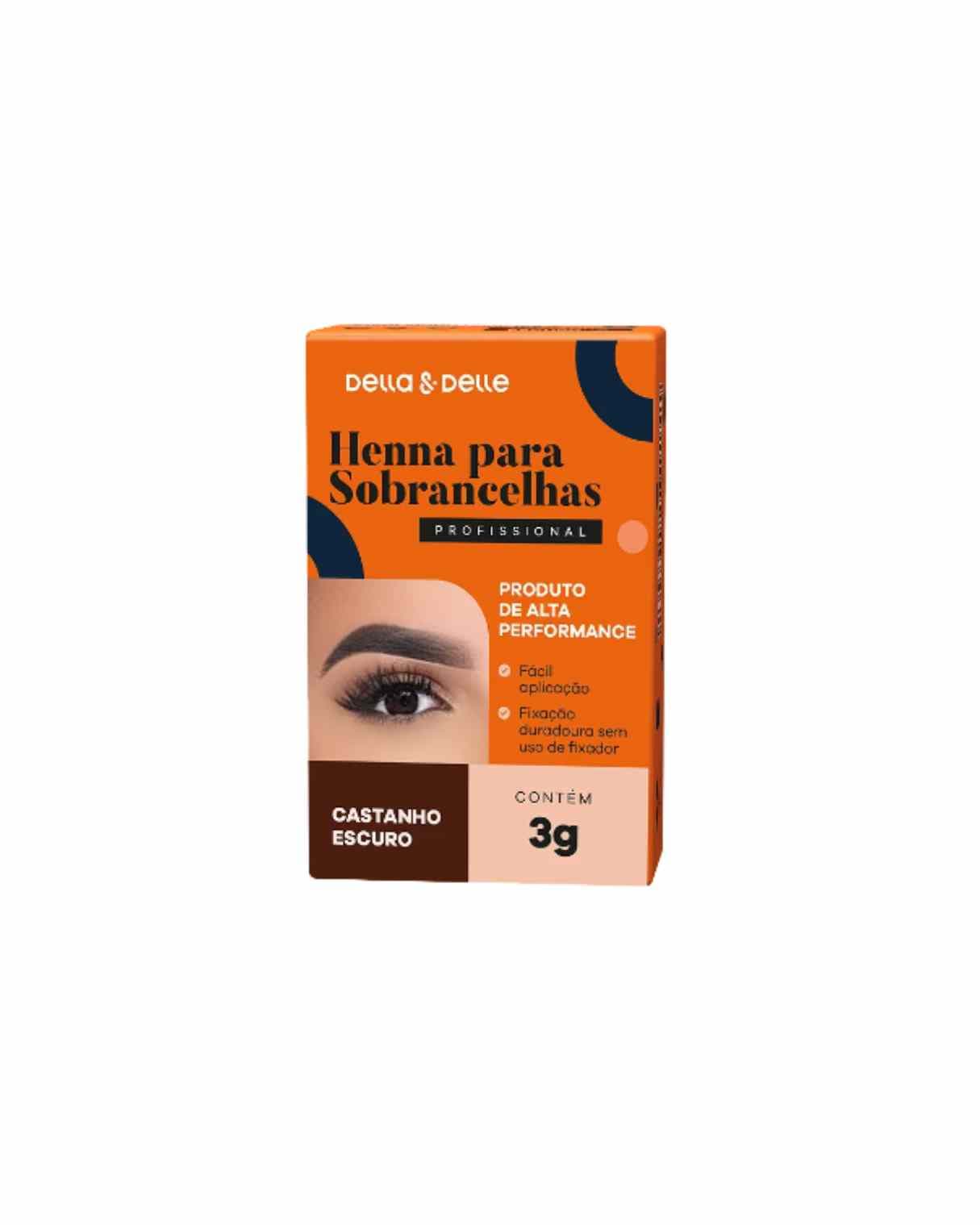 HENNA PARA SOBRANCELHAS CASTANHO ESCURO 3G DELLA & DELLE