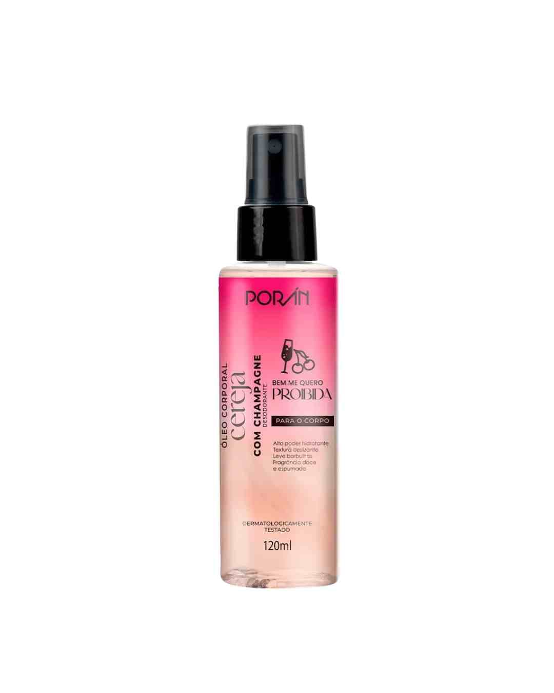 PR272  OLEO CORPORAL CEREJA COM CHAMPANHE 120ML PORAN