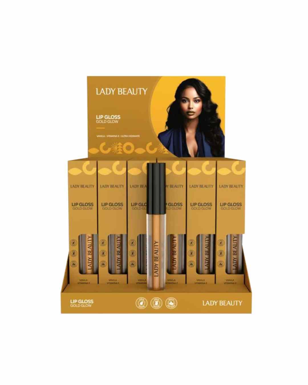 LB42 LIP GLOSS GOLD GLOW CX/36 LADY BEAUTY