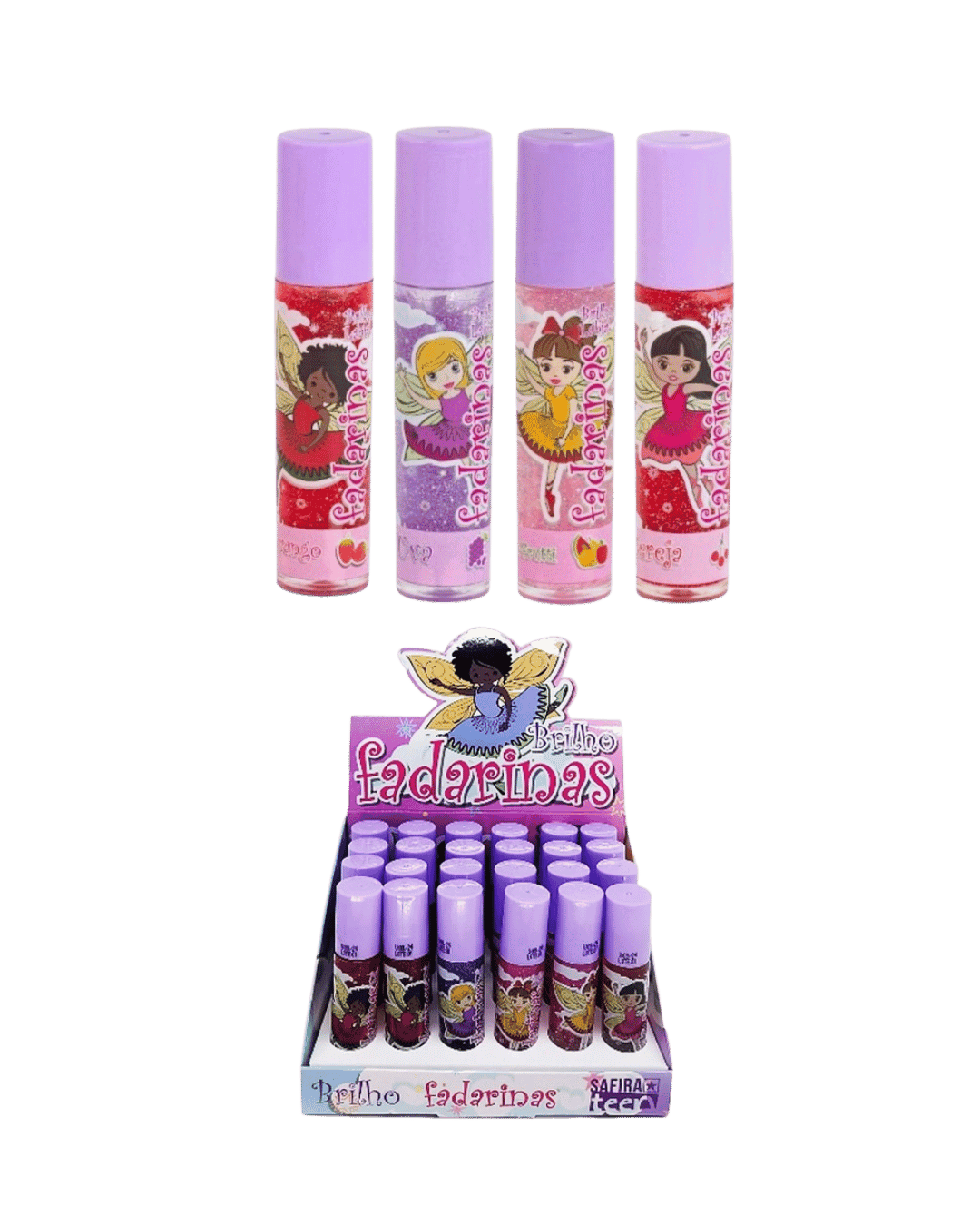 BRILHO LABIAL ROLL-ON 4 SABORES FADARINAS CX/24 SAFIRA