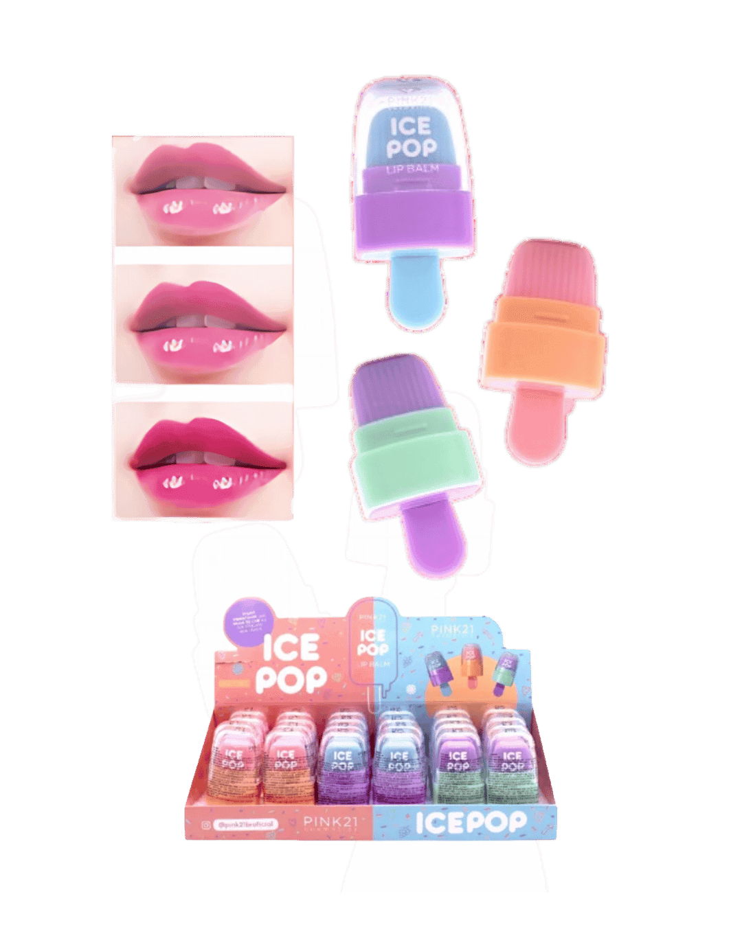 CS4803 LIP BALM ICE POP CX/24 PINK 21