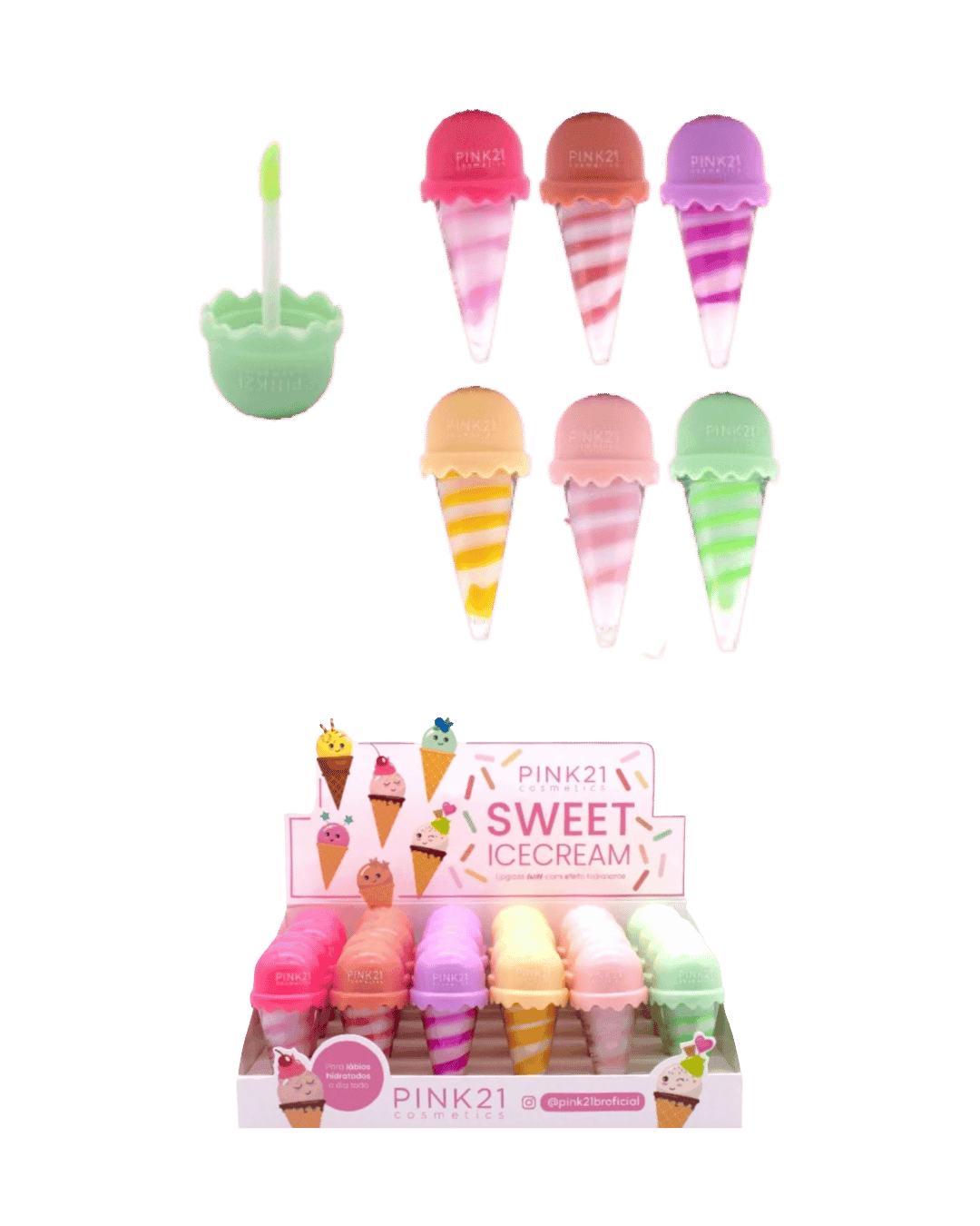 CS4561 LIP GLOSS SWEET ICECREAM CX/24 PINK 21