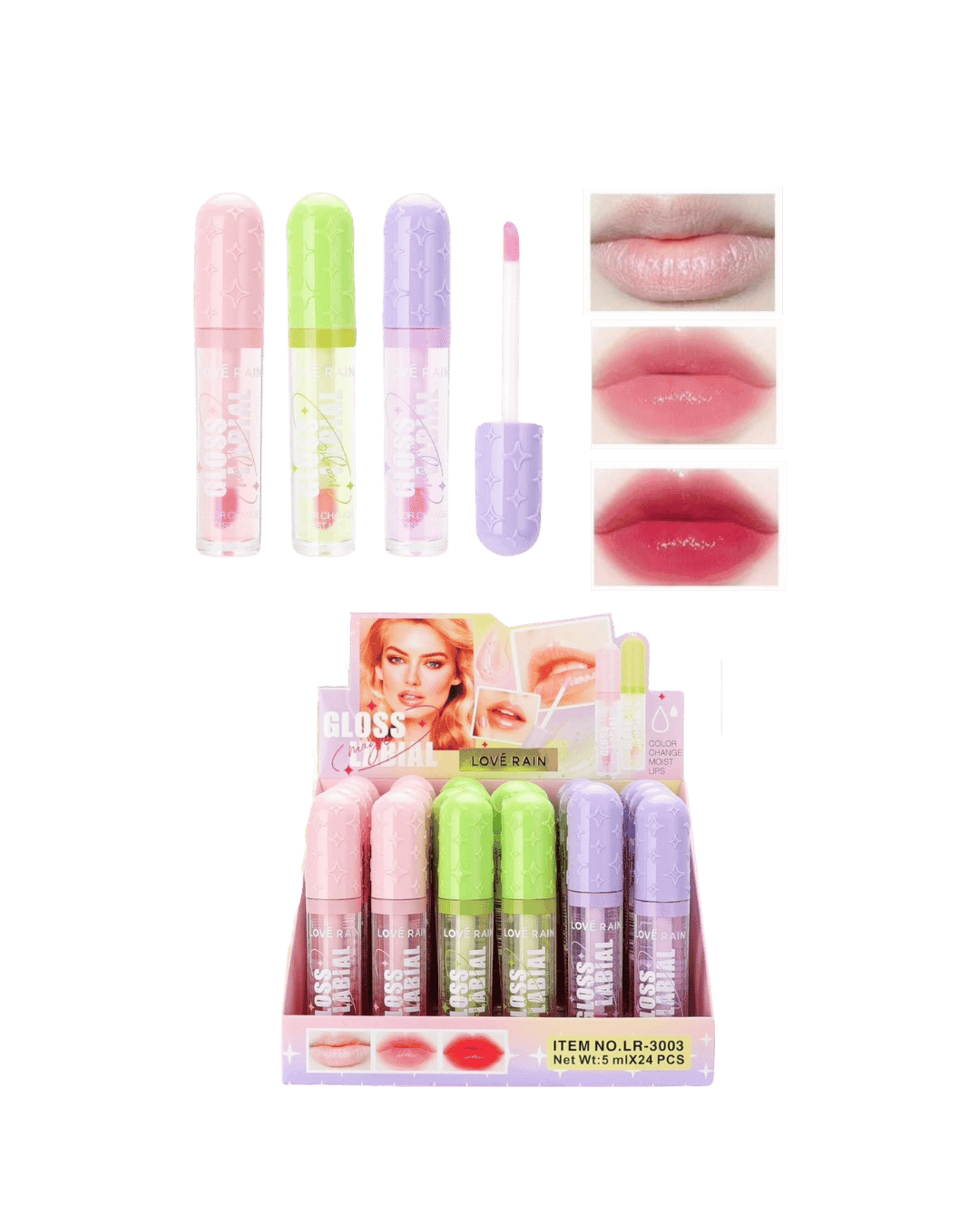 LR-3003  GLOSS LABIAL MAGIC CX/24 LOVE RAIN