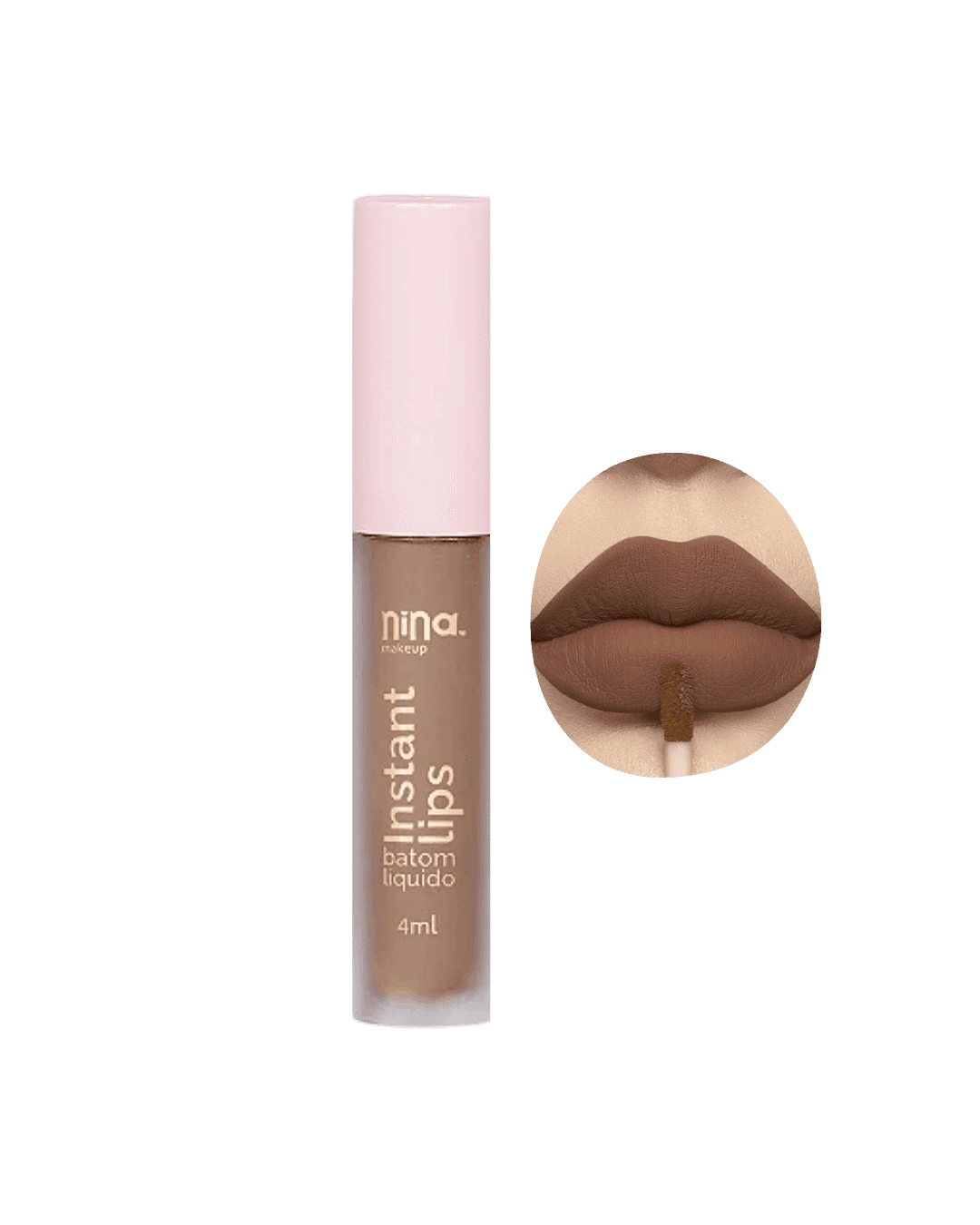 BATOM LIQUIDO MATTE INSTANT LIPS DOCE DESEJO NINA MAKEUP