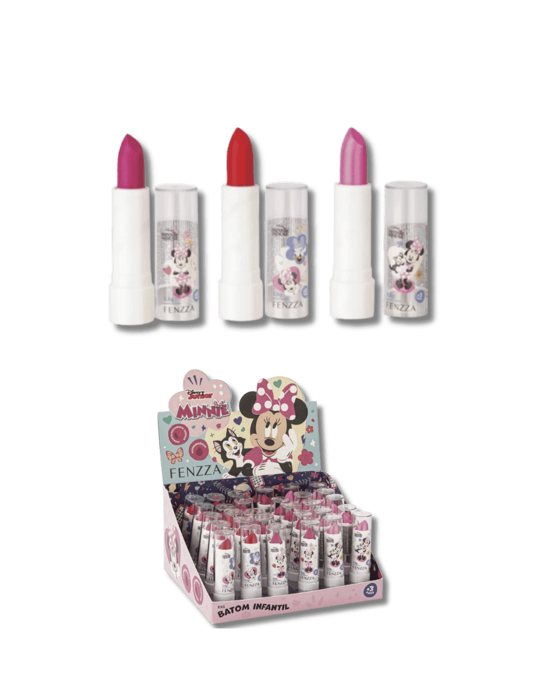 DIS030 BATOM BALA INFANTIL MINNIE CX/30 FENZZA MAKE UP