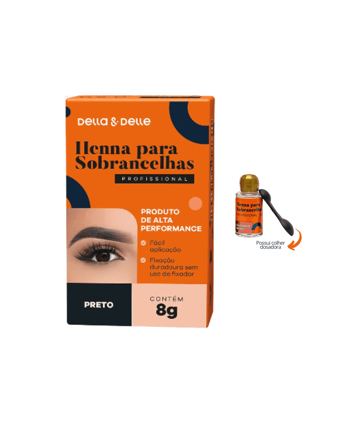 HENNA PARA SOBRANCELHAS PRETA 8G DELLA & DELLE