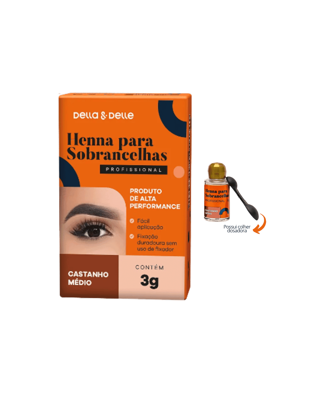 HENNA PARA SOBRANCELHAS CASTANHO MEDIO 3G DELLA & DELLE