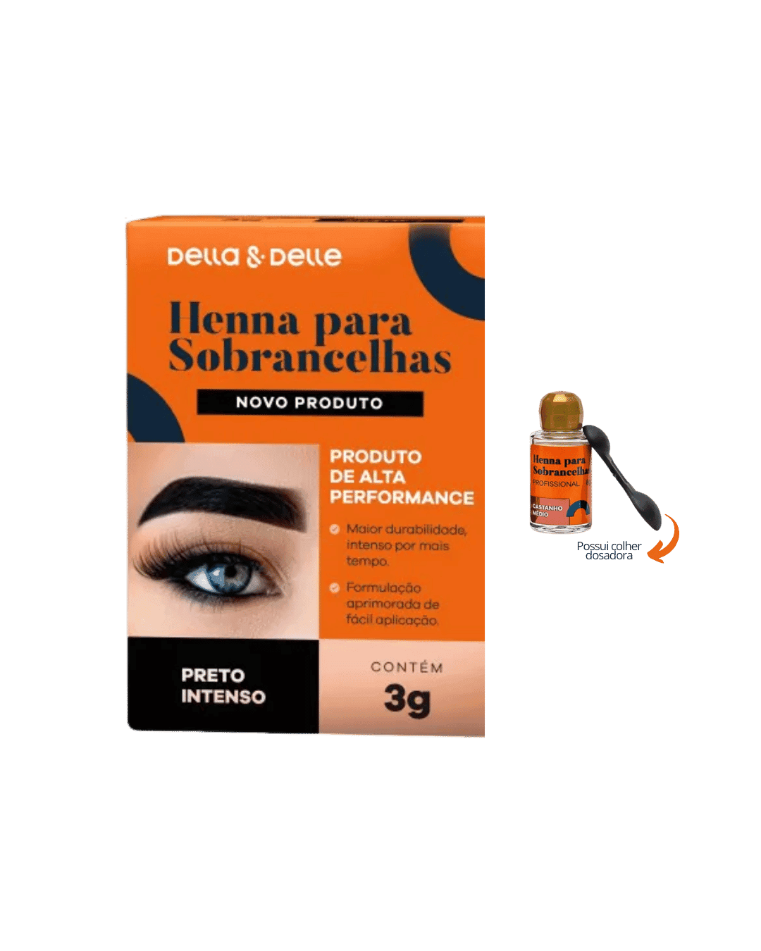 HENNA PARA SOBRANCELHAS PRETO INTENSO 3G DELLA & DELLE